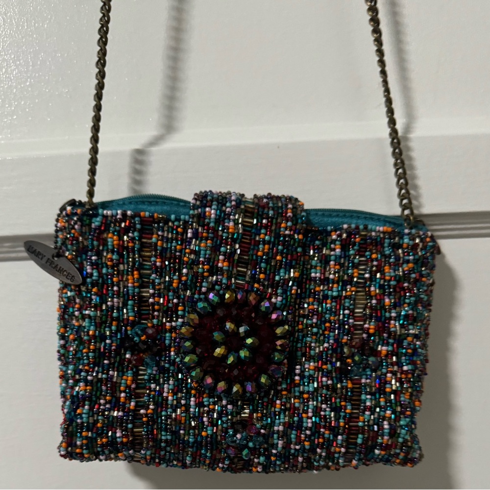 Colorful beaded cross body purse